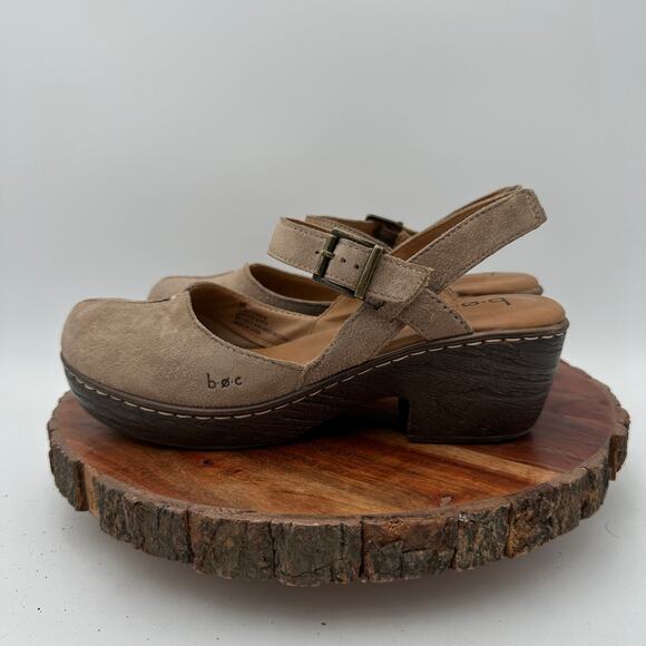 boc Shoes - BOC Born Concept Low Heel Suede Clog Sandal Tan Beige Size 8 EUC Boho Coastal